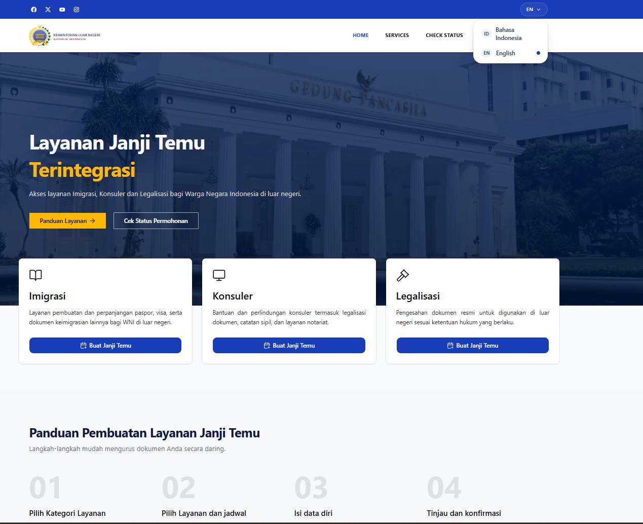 Screenshot of the Kemlu Janji Temu project